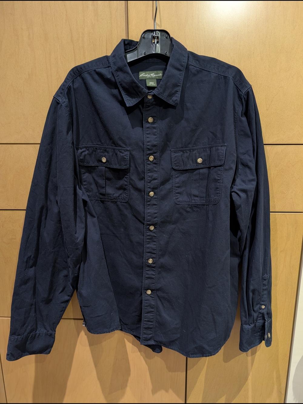 Eddie Bauer Men's Navy Button-Up Utility Shirt